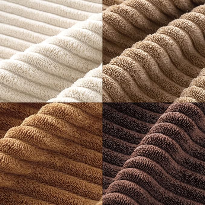 MIULEE Boho Farmhouse Throw Pillow Covers 20x20 Inch Set of 4 Rustic Mordern Neutral Cushion Covers Soft Corduroy Nordic Fall Home Decor for Couch Bed Sofa Living Room Brown