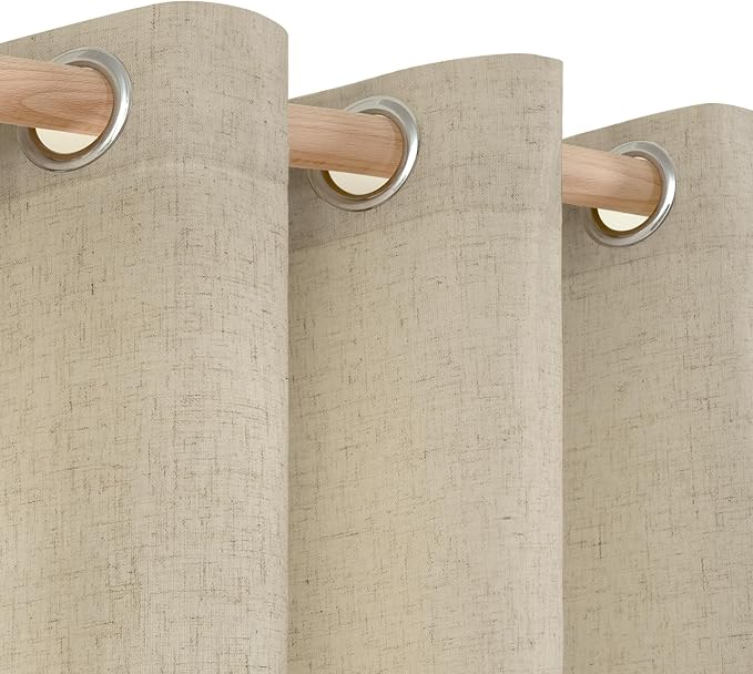 YoungsTex Burlap Linen Curtains 40 Inch Length for Kitchen Window, Short Light Filtering Drapes with Grommet Semi Sheer Privacy for Cafe Bathroom Window, 42 X 40 Inch