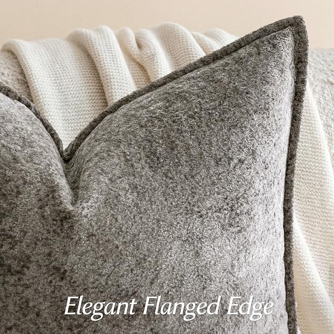 a moment Throw Pillow Covers 20X20 Inch 4 Packs,Soft Velvet Decorative Pillow Cases with 3D Ice Flower,Texture Modern Accent Cushion Covers for Sofa Couch Home Decor Urban Stone