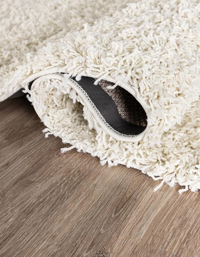 Unique Loom Solid Shag Collection Area Rug (5' 3" x 8' Rectangle Pure Ivory)