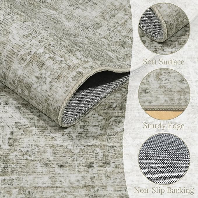 Machine Washable Entryway Small Area Rugs: Soft Non-Slip Low Pile Door Mat Indoor Entrance 2x3 ThrowRug for High-Traffic Areas Kitchen, Hallway, Farmhouse Decor