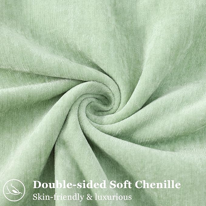 decorUhome Chenille Sage Green Velvet Throw Pillow Covers 20x20 Set of 2 | Fall Soft Couch Decorative Modern Farmhouse Pillow Cases with Elegant Design for Sofa Bed Living Room Home Decor