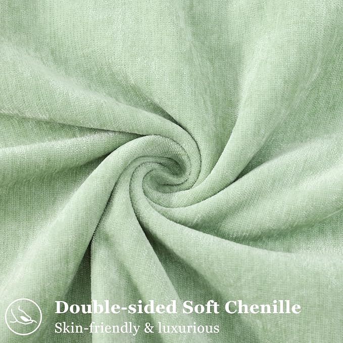 decorUhome Chenille Sage Green Velvet Throw Pillow Covers 18x18 Set of 2 | Fall Soft Couch Decorative Modern Farmhouse Pillow Cases with Elegant Design for Sofa Bed Living Room Home Decor