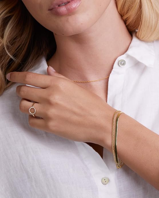Milla Sterling Silver Rings for Women - Dainty Stackable Open Circle & Chain Gold Rings