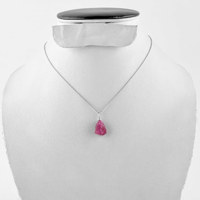 Raw Gemstone Dainty Pendant Necklace for Women, Trendy Healing Chakra Crystal, Birthstone Handmade 925 Sterling Silver Adjustable 18 inch Chain Jewelry, Birthday Gifts