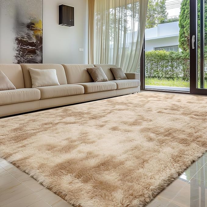 Sour Lemon 8x10 Area Rugs for Bedroom, Living Room Fluffy Rug, Large Area Rug Shag Shaggy Carpet Soft Plush Furry Bedside Rugs, Machine Washable Area Rugs for Kids Girls Boys Home Decor Anti Slip