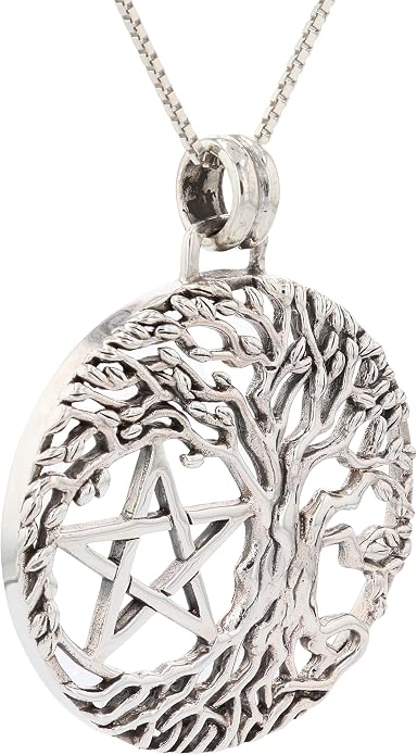 Jewelry Trends Sterling Silver Pentacle Tree of Life Wiccan Pendant Necklace 18"