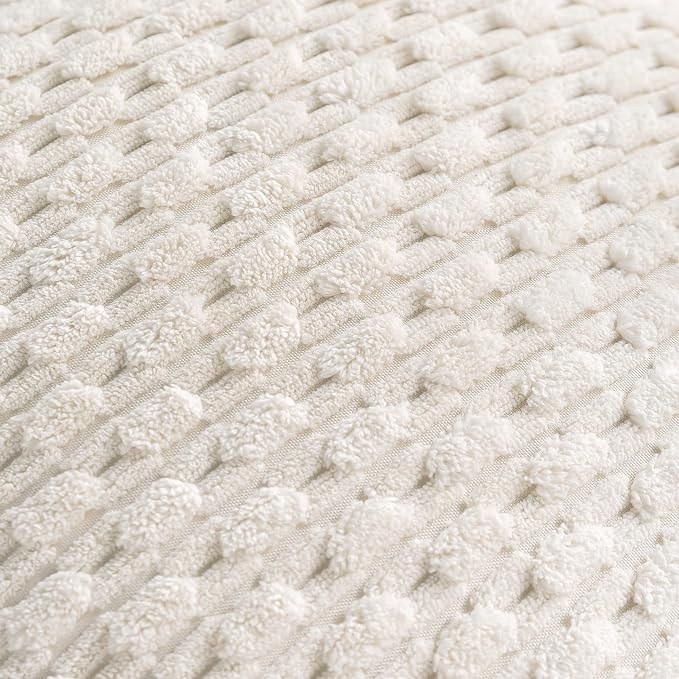 Set of 4 Cream White Decorative Throw Pillow Covers 12x20 Inch Corduroy Pillow Covers for Bed Couch Sofa Living Room Soft Cushion Cases