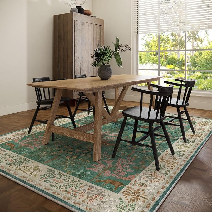 Washable Area Rugs for Living Room: 6x9 Bedroom Rug Stain Resistant Non Slip Low Pile Lightweight Soft Carpets for Living Room Dining Room Kitchen Nursery Kids Room Farmhouse Indoor