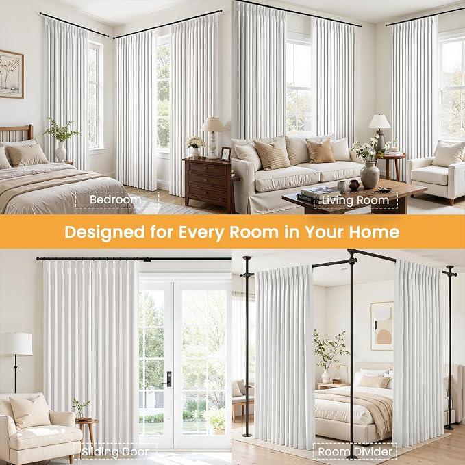 Topfinel Natural Back Tab 72 Inch Blackout Curtains for Bedroom, Rustic Linen Blend Viral Blackout Window Drapes with White Liner Cottagecore Living Room Home Office Curtain 52" W*72" L