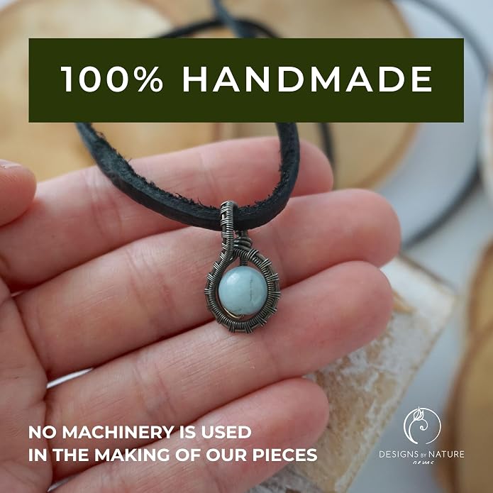 Simple Men's Birthstone Crystal Necklace with Leather Cord