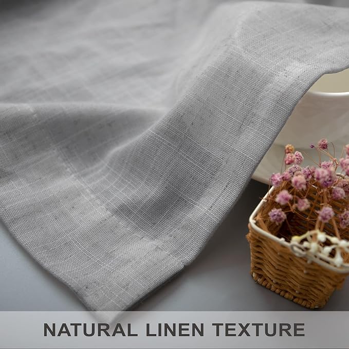 Pitalk Light Grey Curtains 90 Inches Long for Living Room 2 Panels Back Tab Loop Pocket Light Filtering Draperies Soft Linen Semi Sheer Gray Curtains for Bedroom Modern Farmhouse Decor 52x90 Length
