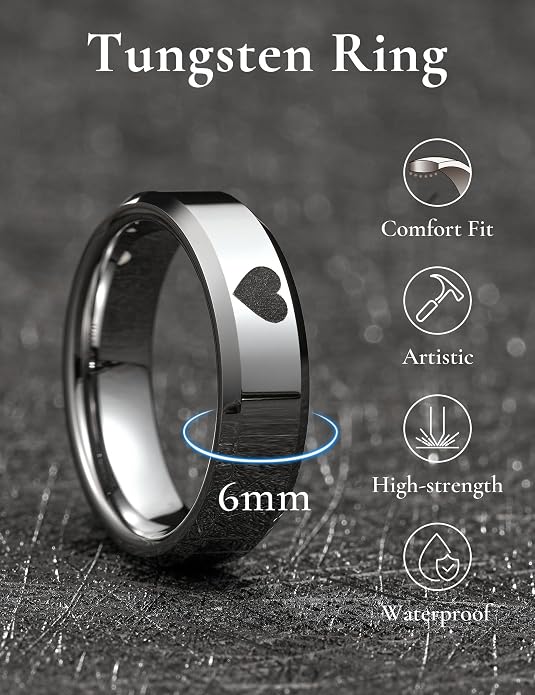 King Will BASIC Men Women 4mm/5mm/6mm/7mm/8mm Titanium Rings Polished Wedding Band Engagement Anniversary Band Comfort Fit
