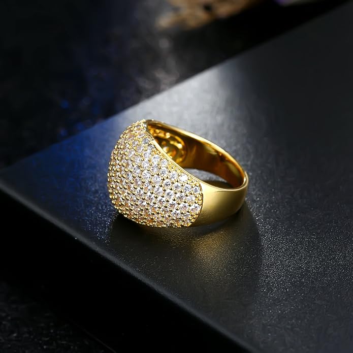 Diamond Accent Dome Ring - Sliver Fashion Rings for women Big Hollow Women Wedding Band Cubic Zirconia Statement Rings for women 5-11