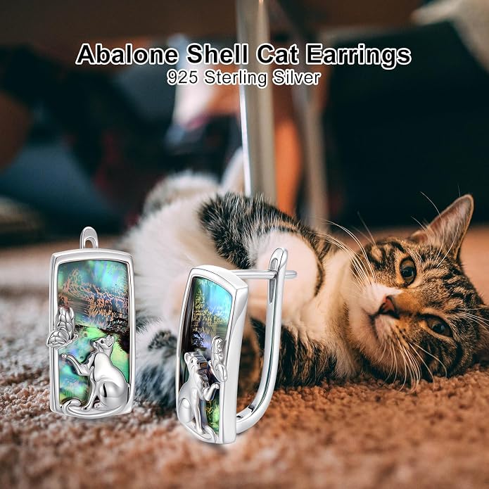 PROESS Abalone Shell Holy Mountain/Mustard Seed/Animal Earrings 925 Sterling Silver Mountain Jewelry Animal Lovers Gifts for Women