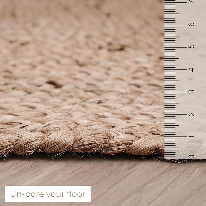 RAJRANG Reversible Jute Rug 3x5 Feet Natural Fibers Hand-Woven Braided Carpet for Farmhouse Living Room, Kitchen, Bedroom