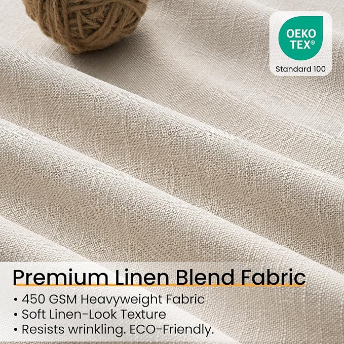 Topfinel Oatmeal 108 Inch Tall Blackout Bedroom Curtains, Versatile Linen Window Drapes with Back Tabs for Track System, Energy efficient Soundproofing Neutral Rustic Panels Oatmeal 52" W*108" L