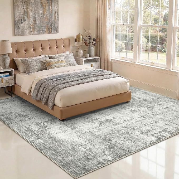 8x10 Area Rugs Washable Living Room Rug-No Slip Soft Carpets Modern Abstract Indoor Floor Stain Resistant Large Carpet for Bedroom Dining Room Farmhouse Nursery Home Office Grey