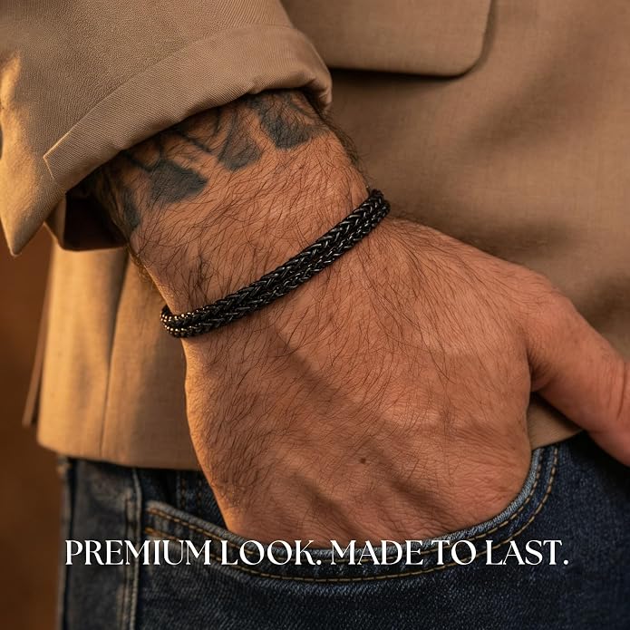 Galis Mens Bracelet - Stainless Steel, Non Tarnish Rope Chain Bracelets, Stylish Fathers Day Gift for Dad, Husband, Boyfriend.