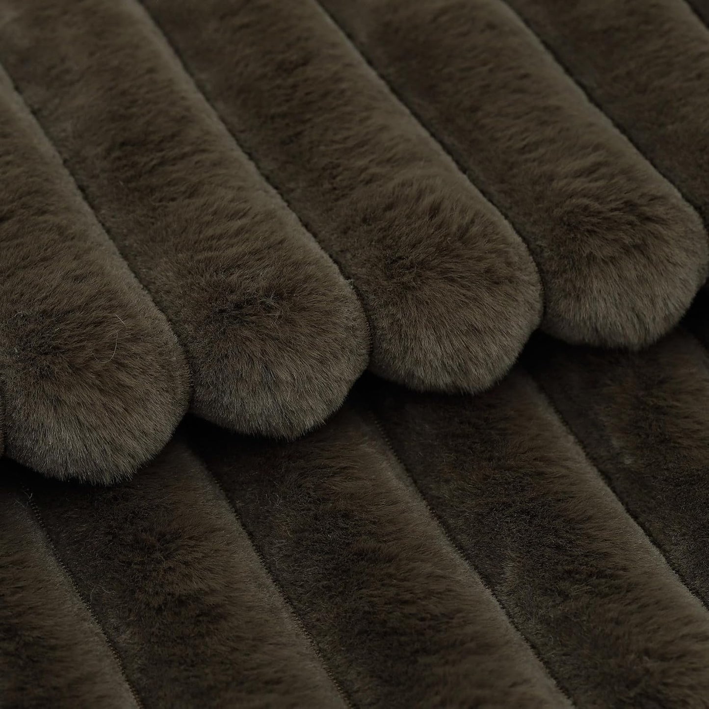 MADIZZ Set of 2 Faux Wool Plush Decorative Throw Pillow Covers 22x22 Inch Drak Brown Fluffy Striped Soft Decorative Cushion Cover for Sofa Bedroom Pillow Shell