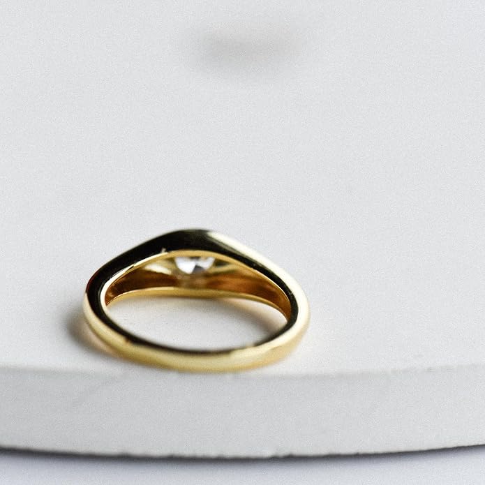 espere 14K Gold Thin Dome Ring for Women | Gold Pinky Ring Minimalist Signet Ring