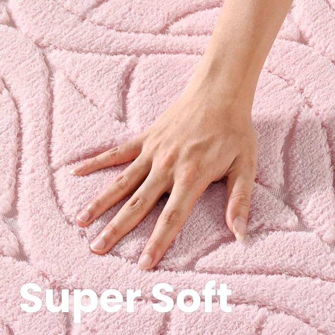 Macgace Ultra Soft Area Rug for Living Room, 5x7 Pink Geometric Shag Rugs | Washable Non-Slip Backing Medium Pile Modren Fuzzy Carpet for Kids Room, Girls Bedroom, Classroom, Dorm