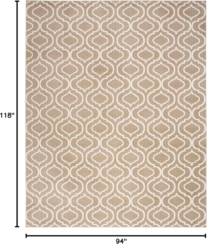 Nourison Home Jubilant 94x118 Indoor Transitional Polypropylene Fabric Rug in Taupe