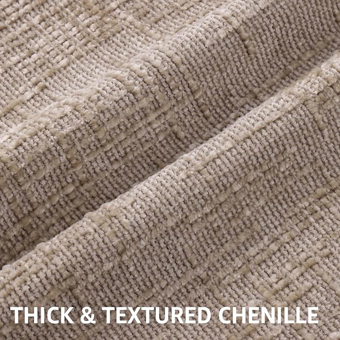 decorUhome Textured Chenille Throw Pillow Covers 22x22 Set of 2 Oatmeal | Fall Modern Farmhouse Soft Cozy Slubby Couch Pillow Cases Boho Decorative Pillow Cases for Bed Sofa Living Room Home Decor