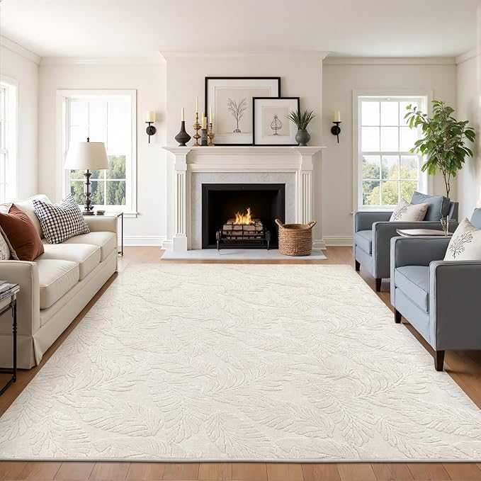 Pauwer Area Rugs for Living Room 6x9, Machine Washable Non Slip Rug, Beige | Neutral Boho Modern, Soft Fluffy Indoor Floor Carpet, For Bedroom Dining Room Nursery Kids Room Dorm