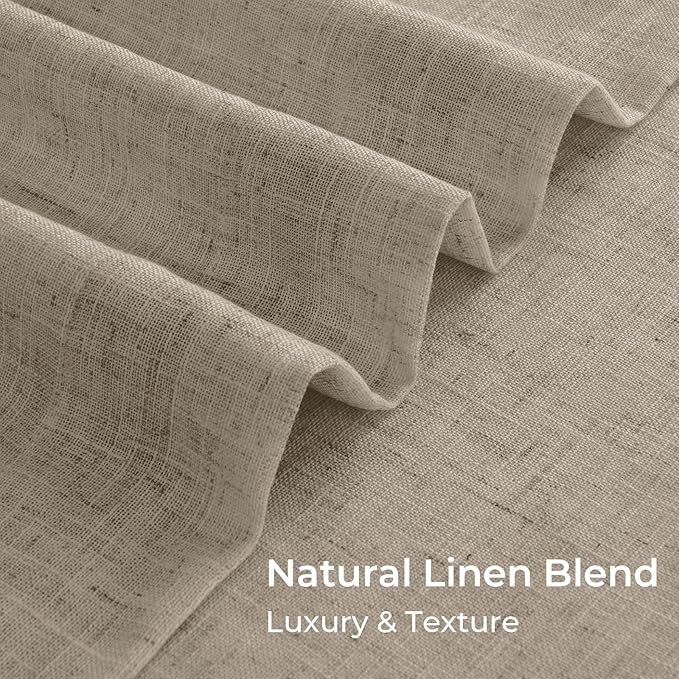 CAPALOCA Burlywood Birch Linen Pinch Pleated Curtains Blackout, 100% Black Out Curtains 90 inch Long for Bedroom, Thermal Insulated Pinch Pleated Drapes for Living Room, 40" W x 90" L, 2 Panels Set