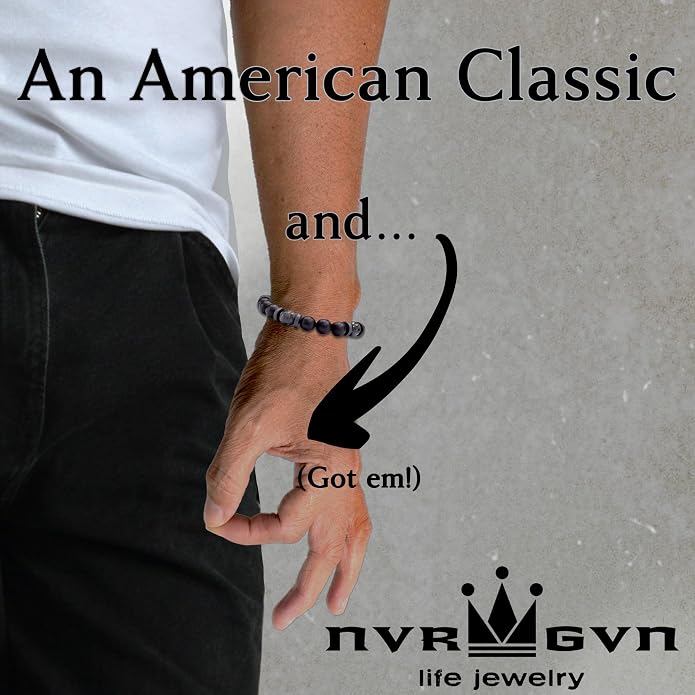 Mens Beaded Bracelet - Stone Jewelry, Black Onyx Hematite Bracelets, Mens Accessories, Adjustable