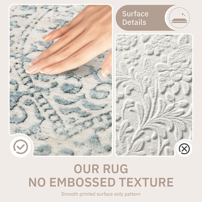 Soalmost 8x10 Area Rugs for Living Room, Moroccan Trellis Washable Soft Rug | Stain Resistant Non-Slip Low Pile Natural Large Carpet for Dining Room Bedroom Home Office Nursery Teal Blue, 8'x10'