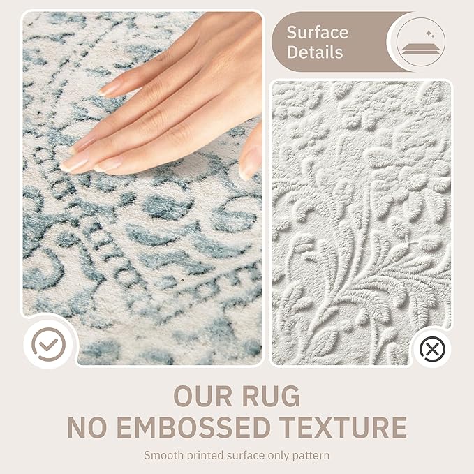 Soalmost 9x12 Area Rugs for Living Room, Moroccan Trellis Washable Soft Rug | Stain Resistant Non-Slip Low Pile Natural Large Carpet for Dining Room Bedroom Home Office Nursery Teal Blue, 9'x12'