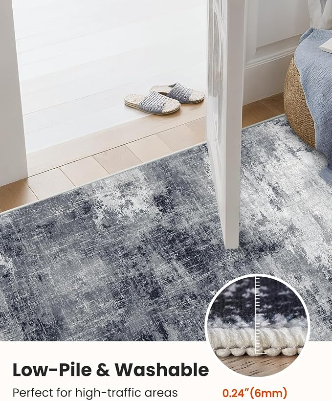 AMADA HOMEFURNISHING 9x12 Area Rugs for Living Room, Modern Large Area Rugs with Non-Slip Backing & Low Pile, Neutral Soft Washable Rug for Nursery, Bedroom, Dinning Room, Playroom, Grey