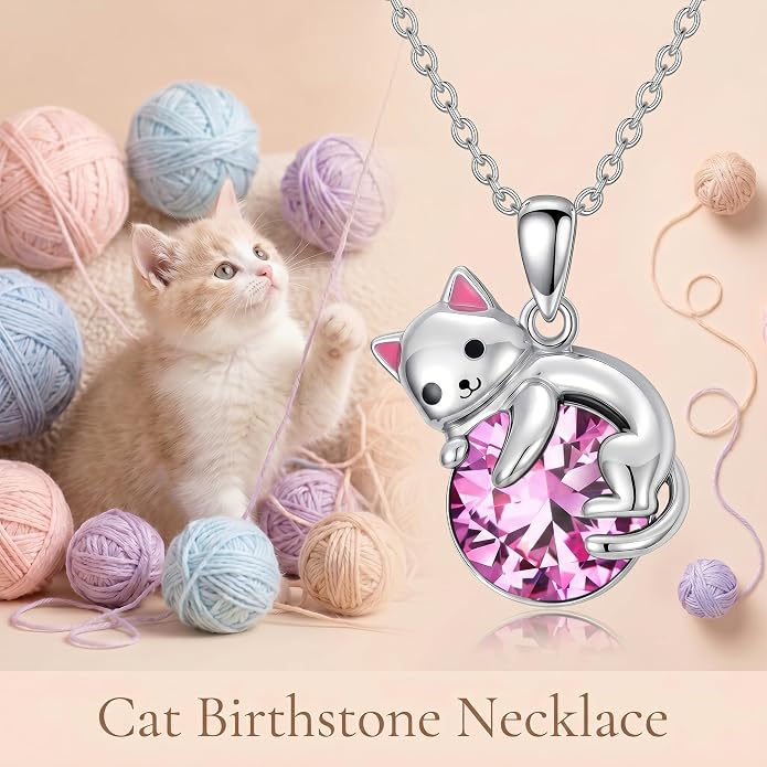 PELOVNY Teddy Bear Necklace for Women 925 Sterling Silver Bear/Highland Cow/Fox/Cat/Axolotl Birthstone Necklace Christmas Birthday Jewelry Gifts for Mom Daughter Wife Sister