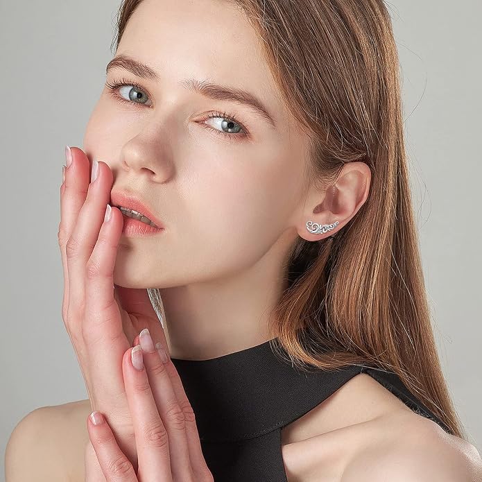 Ear Climbers Earrings for Women Sterling Silver Vintage Ear Crawler Earrings Jewelry Gifts for Women
