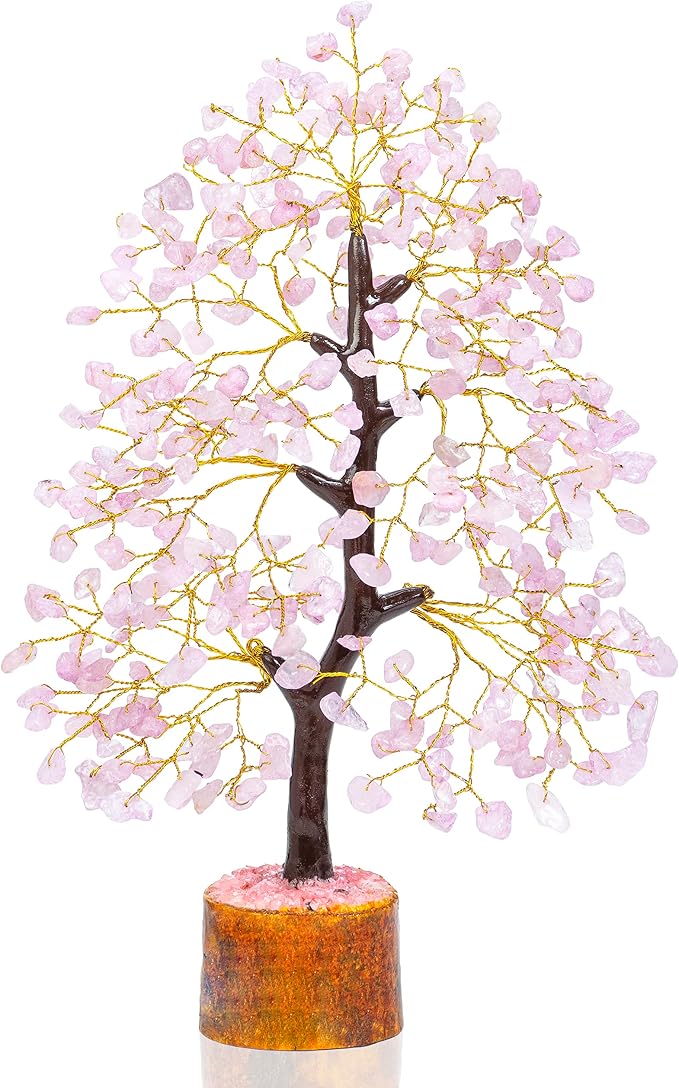 Crocon® Rose Quartz Crystals Tree, Birthday Gifts for Women & Men, Pink Home Decor for Shelf, Healing Crystals Spiritual Gift, House Warming Gift New Home, Birthday Gifts - Mom, Sister & Wife
