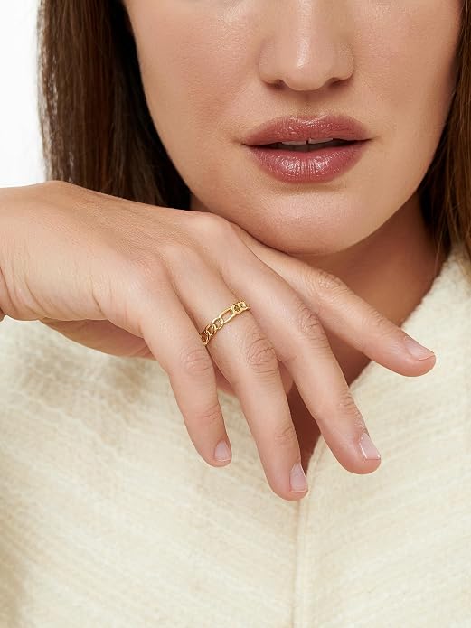 DEVATA Gold or Rhodium Plated Sterling Silver 925 – Eternity, Band Ring for Women – Heart, Knot, Clover, Infinity, Mariner, Cable, Curb, Cuban, Figaro, Daisy, Rope, Ribbed, Dome