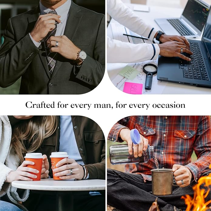 King Will Tungsten Carbide Wedding Band for Men Women-6/8/10mm Width Multicolor Available with Grooved Center Wedding Ring Suitable for Work, Gym Comfort Fit Size 4-16