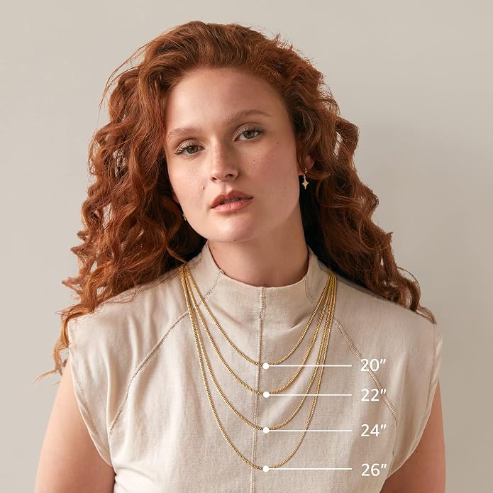 PAVOI 22K Gold Plated Chain Necklace For Women | Italian Solid 925 Sterling Silver Necklace for Men | Cuban Link, Rope, Snake & Rope Diamond-Cut Herringbone | Trendy Unisex Jewelry