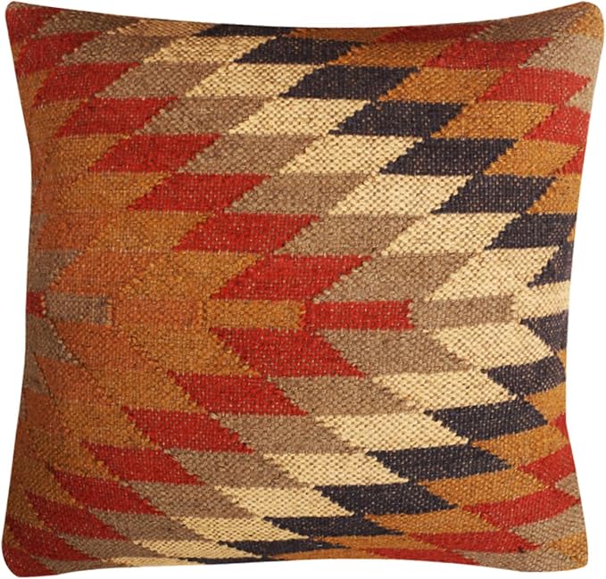 Set of 4 Wool Jute Vintage Kilim Cushion Covers,Home Decor Pillowcases Handwoven Turkish Pillow Decorative Throw Pillow Covers (Multicolor-6)