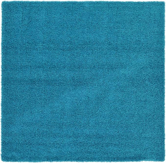 Unique Loom Solid Shag Collection Area Rug (8' Square, Turquoise)