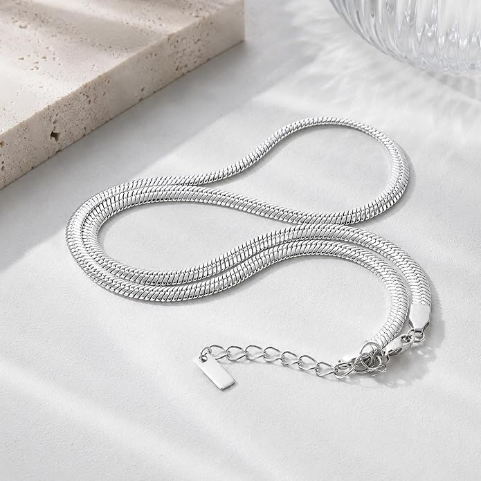 Mchic 18K Gold Plated Herringbone Necklace for Women, 1.5MM Thick Snake Chain Necklace Non Tarnish, Flat Herringbone Chain Jewelry for Gifts 4MM Wide