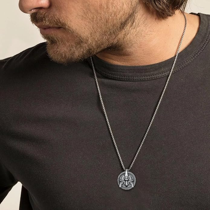 PELOVNY Odin Necklace 925 Sterling Silver Viking Pendant Norse God Jewelry for Anniversary Birthday Christmas Gifts Men Women