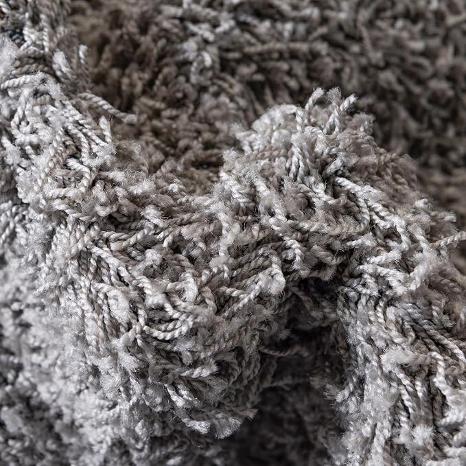 Unique Loom Solid Shag Collection Area Rug (4' Octagon, Cloud Gray)