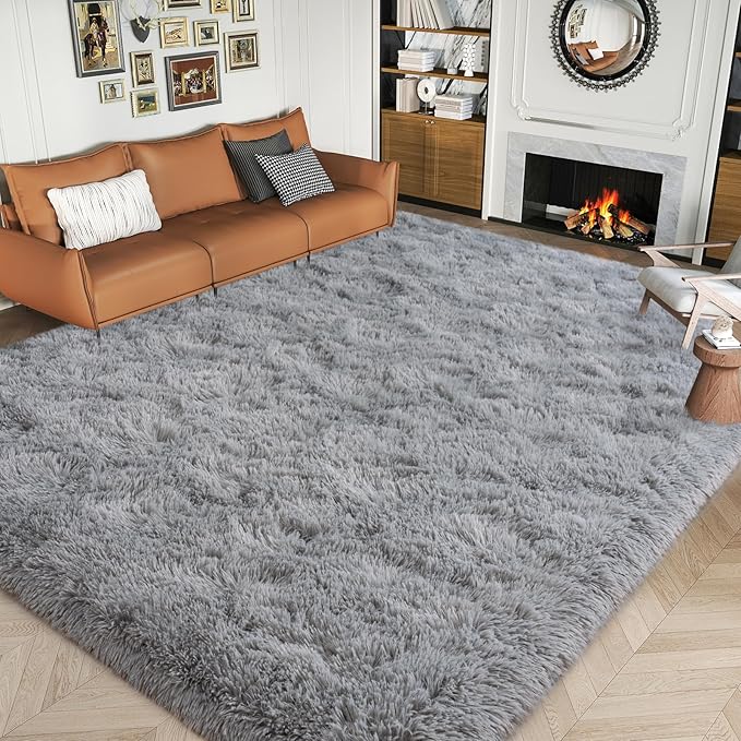 Dssimo 6x9 Area Rug for Living Room Fluffy Shag Grey Rugs for Bedroom, | Soft Fuzzy Plush Non-Slip Carpet for Kids,Girls Boys and Teens Modern Decor Aesthetic for Dorm Nursery Classroom
