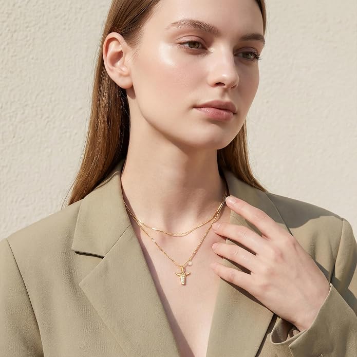 Fashion Dainty Necklace for Women - 14K Gold Plated Detachable Pendant with Cubic Zirconia Accent, Hypoallergenic Layering Jewelry for Women, Trendy Storm Charm Necklace for Daily Wear & Gifting