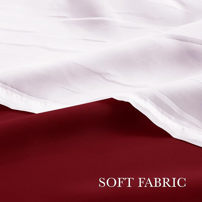 PONY DANCE Bedroom Curtains Decorative - Mix & Match Curtains for Home Decoration Window Drapes Elegant for Living Room/Bedroom, 52 by 84 inches, Red, Set of 2