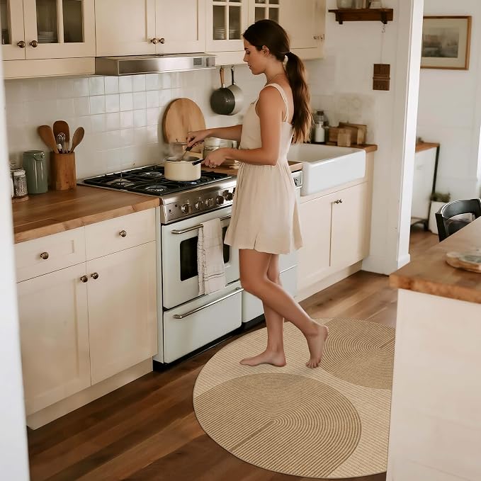 Non-Slip Jute Rug for Entryway: 3x3 Outdoor Mat - Geometric Arch Pattern | Safe Walking for Family All Day and Help with Cutting Slip Falls by 70%