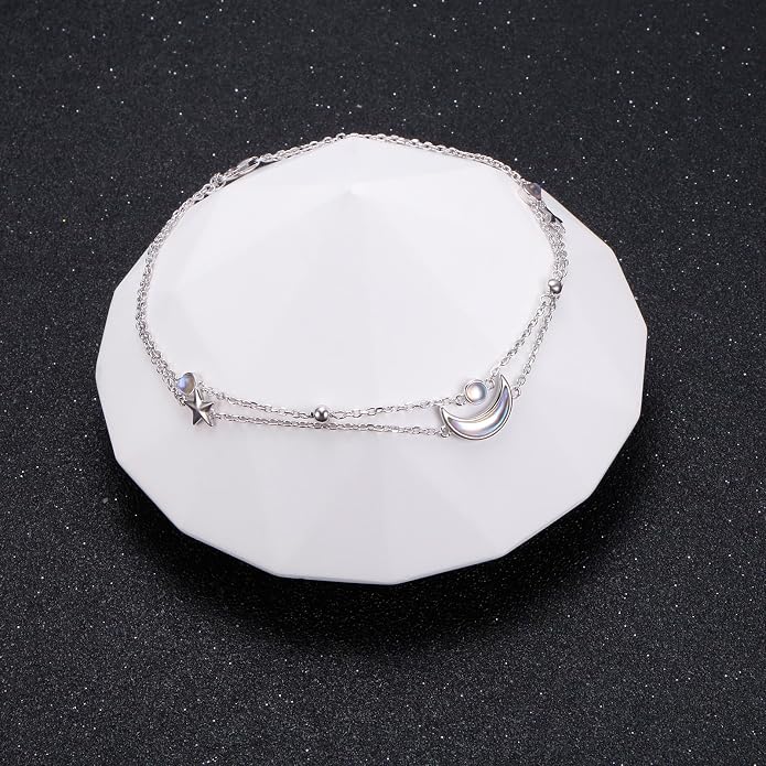 Anklets for Women 925 Sterling Silver Blue Evil Eye Infinity Butterfly Adjustable Multilayer Layered Summer Beach Ankle Bracelet Foot Chain Jewelry for Women